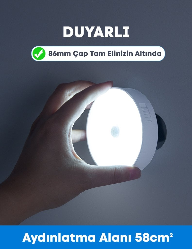  MX-W002 Kızılötesi Hareket Sensörlü USB Şarjlı Beyaz İndiksiyon Gece Lambası İçerik
