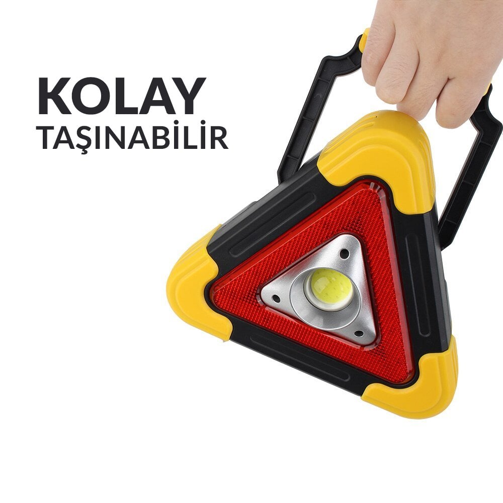 Powermaster HB-6609 Solar Şarjlı 500 Lümen Çok Fonksiyonlu Üçgen Reflektör Işıklı İkaz Lambası İçerik