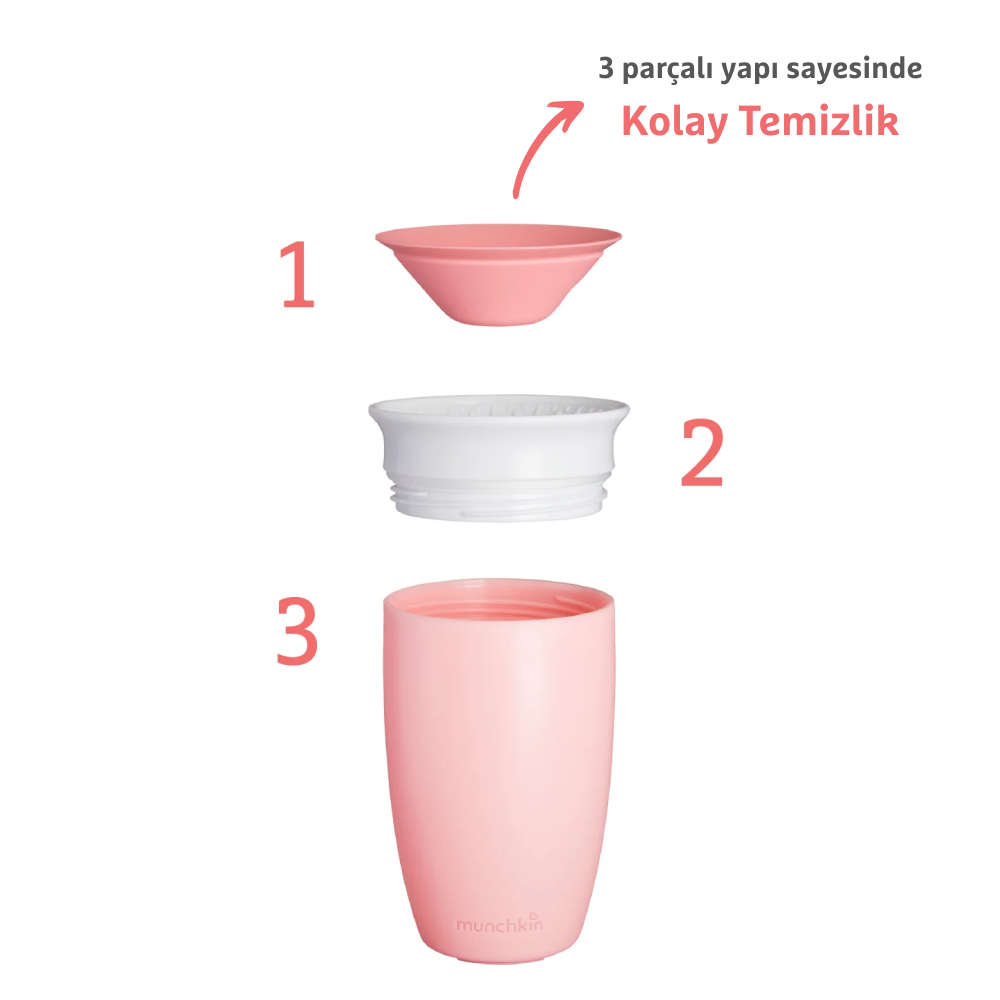 Munchkin Mucize 360° Alıştırma Bardağı, 12AY+, 296 ml Pembe görsel