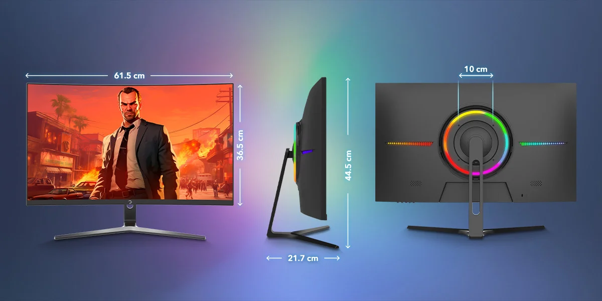 GamePower Vivid T50 27″ Curved RGB 200Hz 0.5ms FHD 1500R 2x2W Speaker VA Gaming Monitör (Sıfır Ölü Piksel Garantili)