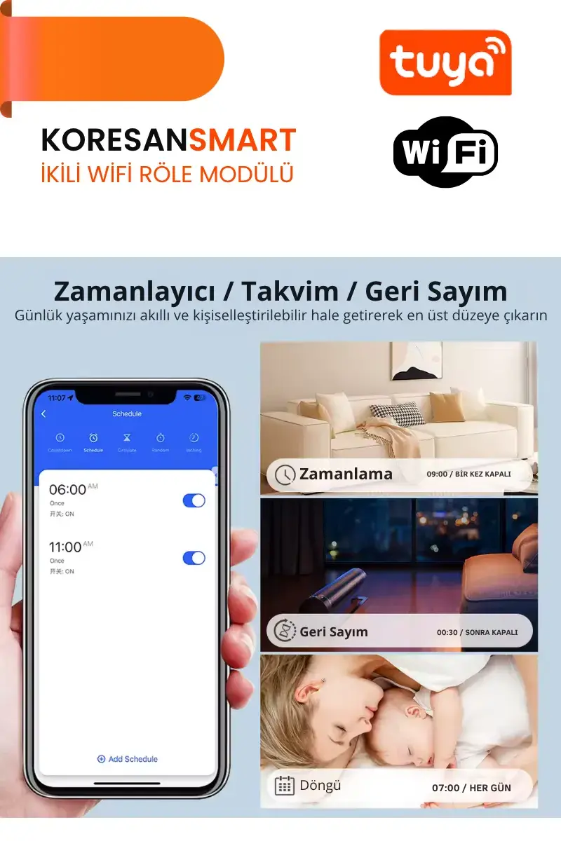İkili Wifi Tuya Röle Modülü