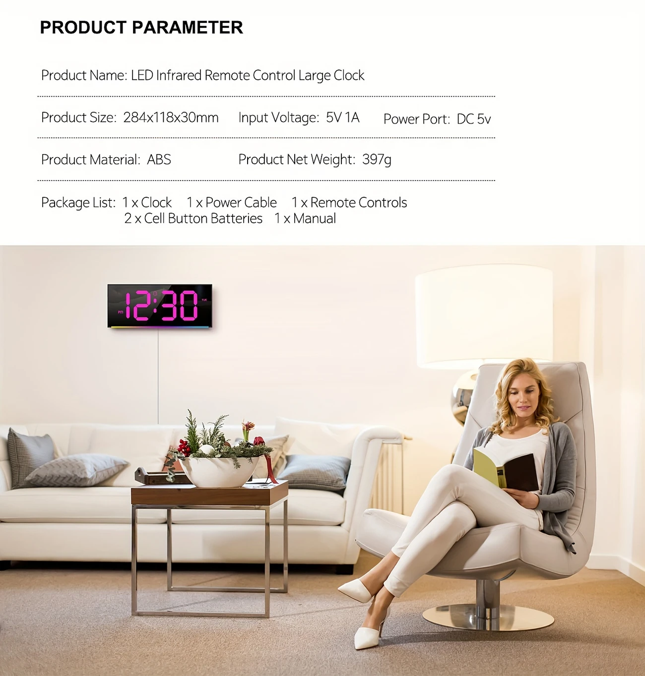 1pc smouing 12 dijital , büyük ile 13 rgb değişimi, led alarm ile uzaktan kumanda, gece lambası, odası odası , - , dikdörtgen, usb güçlü, 36v altı , müzik ses fonksiyonu, ev dekoru ayrıntılar 8