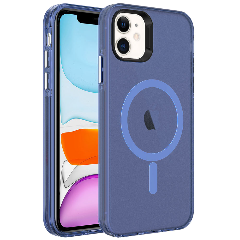 Apple iPhone 11 Kılıf Zore M-safe Şarj Özellikli Buzlu Transparan C-Pro Sert Kapak - 3