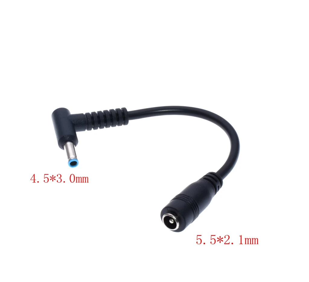 High Quality 5.5*2.1mm To 4.5*3.0mm DC Power Charger Converter Adapter Right Angle Cable For HP Dell Blue Tips