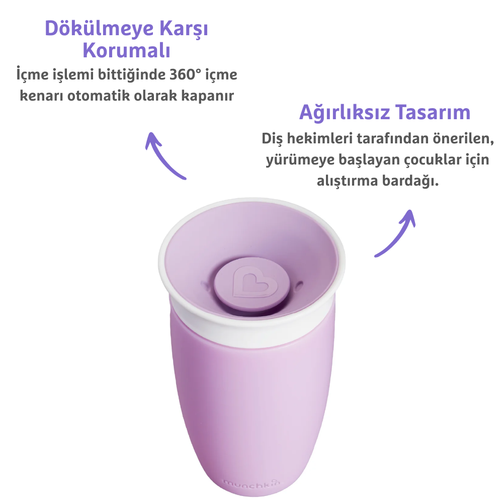 Munchkin Mucize 360° Alıştırma Bardağı, 12AY+, 296 ml Mor görsel