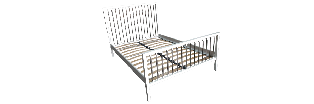 Ariane Ahşaplı Çift Kişilik Ferforje Metal Karyola-Beyaz