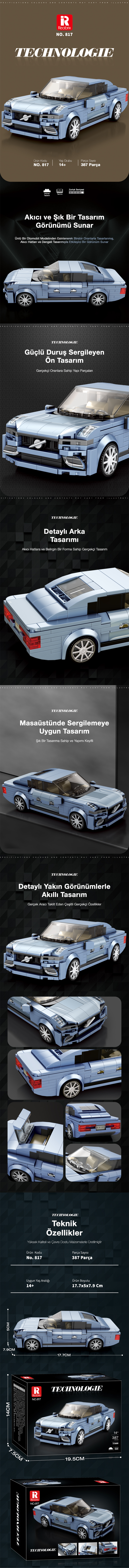 Reobrix Luxury Sedan Car Volvo S90 817 Brick Yapım Seti