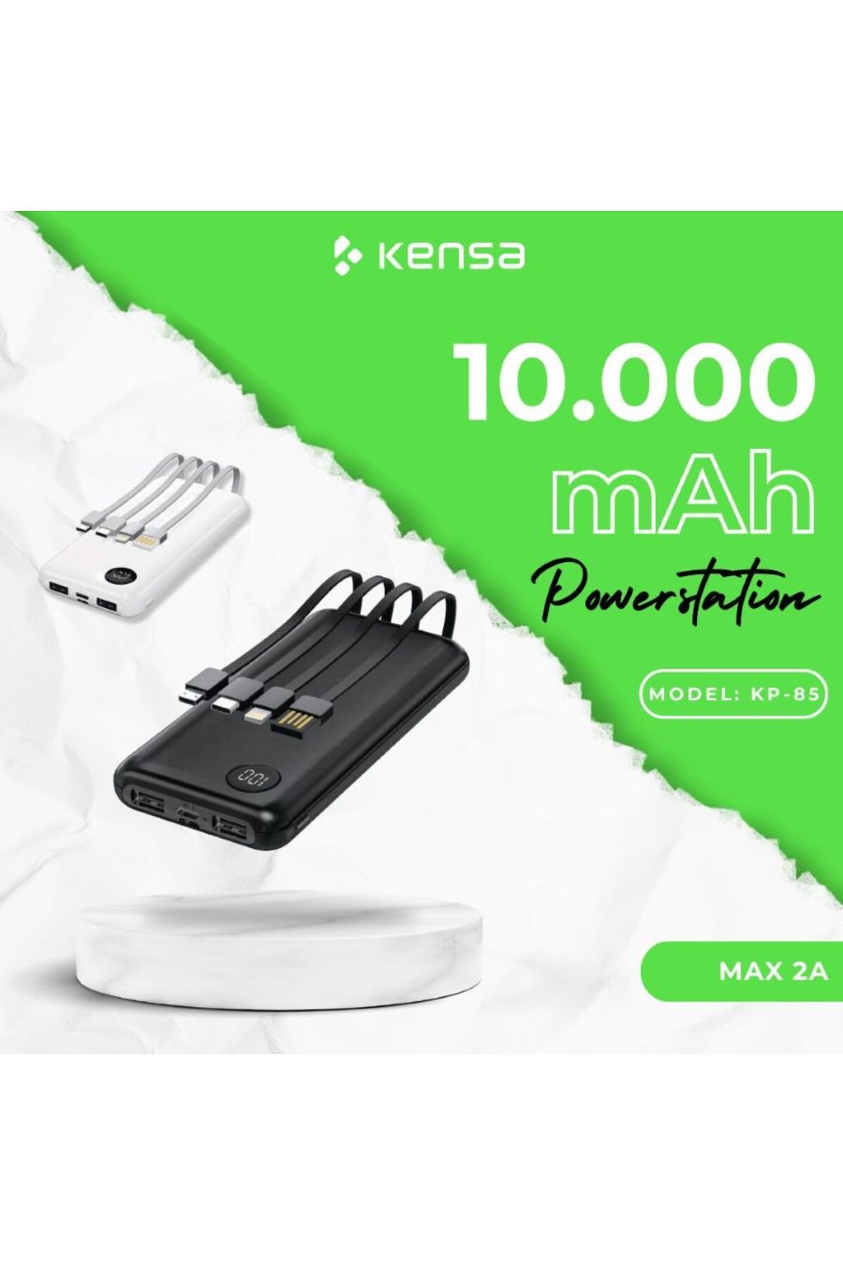 Kensa Kablosuz Hızlı Wireless Powerbank 10000 Mah Taşınabilir Batarya Şarj Cihazı