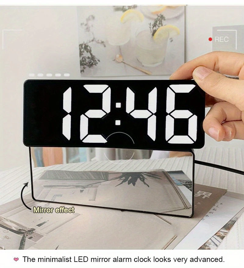 led ayna masa dijital alarm uyku zamanı masaüstü elektronik masa saatleri masa ayrıntılar 5