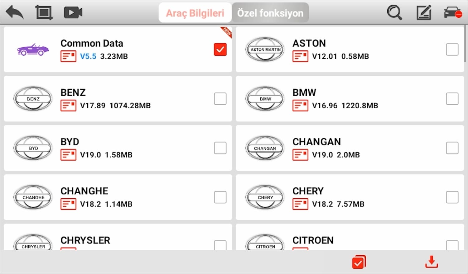 Ancel V5 BT Uygulama Ekran Görüntüsü