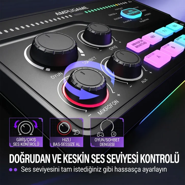 Fifine SC8 Doğrudan Ses Kontrolü ve Game Chat Balansı