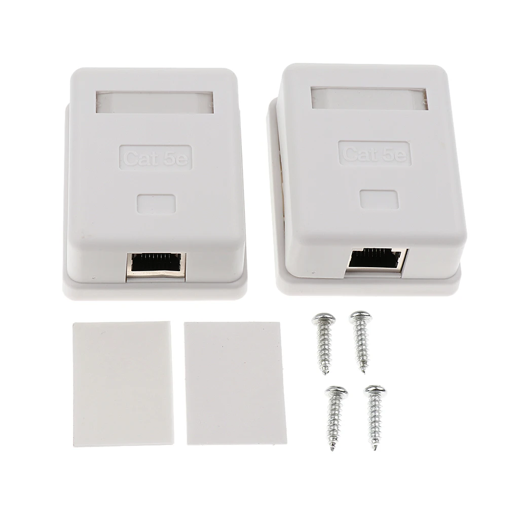 2 Sk.Single Port Cat5e Sur-Mount Box 1x RJ45 Ethernet Port Cat5e RJ45 Network / Internet Cable Wall Mount Junction Box
