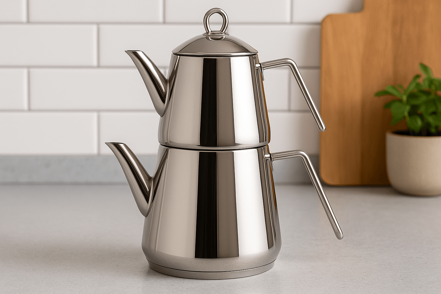 304 Çelik Çaydanlık Takımı Görseli