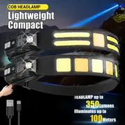 Ultra-Bright LED+COB Headlamp with Wave Sensor for Switch - Rechargeable, Adjustable Beam, Matte Finish for Outdoor Adventures, Rechargeable Headlamp details 2