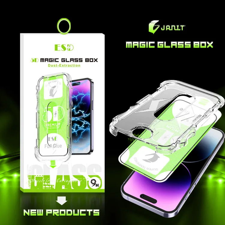 En iyi kalite OEM 5D Janit esd sihirli kutu cam ekran koruyucu kurulum aracı samsung s24 için iPhone 15 Pro Max