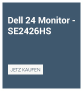 Metin "Dell 24 Monitor — SE2426HS" ve altında "ULTRASLIM" etiketlidir. Gri arka plan üzerinde koyu mavi, dikdörtgen ürün bilgileri afişi.
