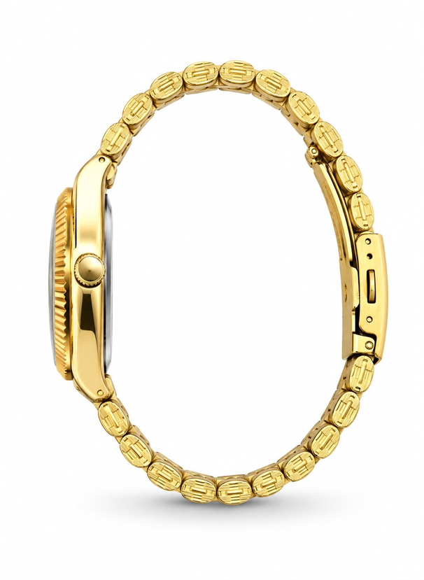 Crest Line Gold Black saatin yandan kasa ve kordon görünümü