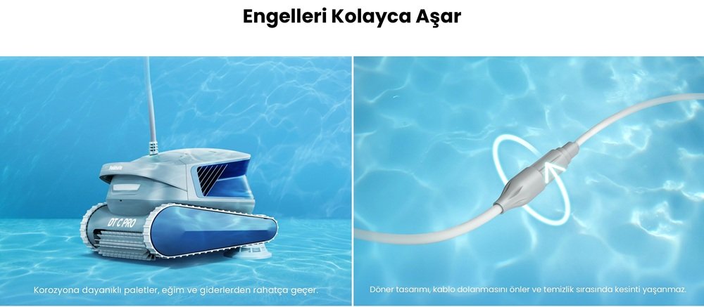 Chasing DTC Pro hibrit havuz robotu batarya modu ve kablolu kullanım avantajı