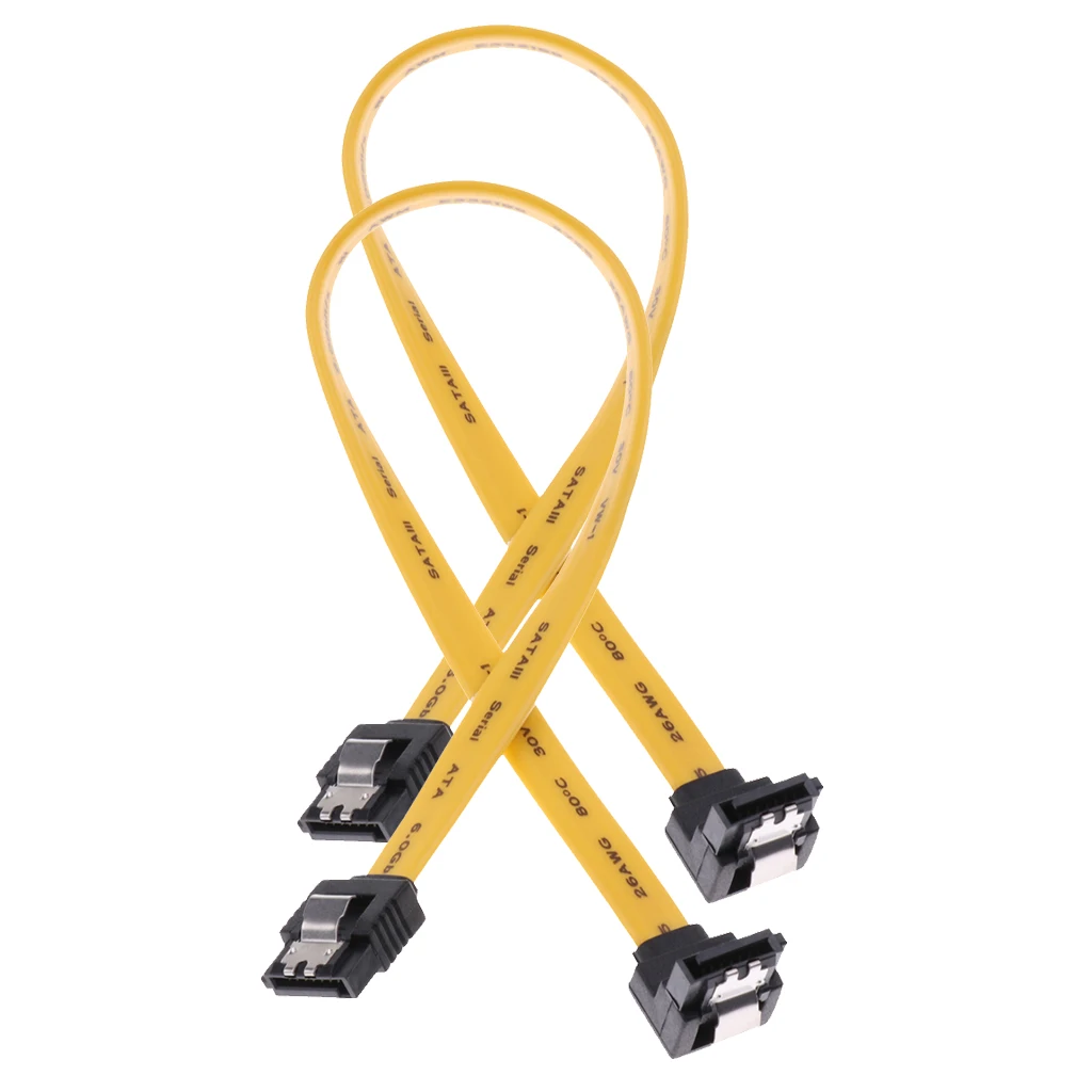 2x SATA III Data Drive Cable 6.0Gbps With Locking Latch 11.8inch/30cm 90Degree