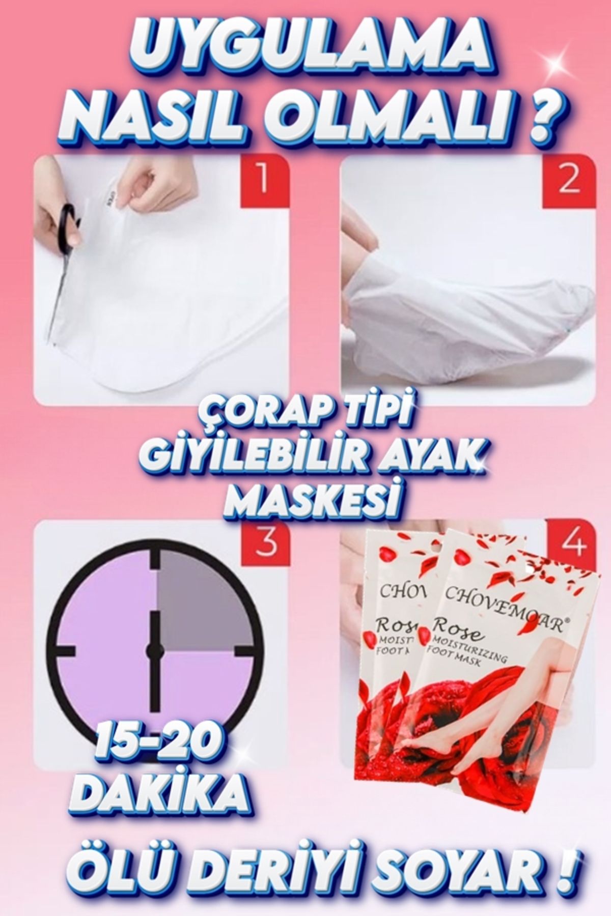 Xolo Gül Yağlı Ayak Bakım Maskesi Çorap Tipi 5 Takım
