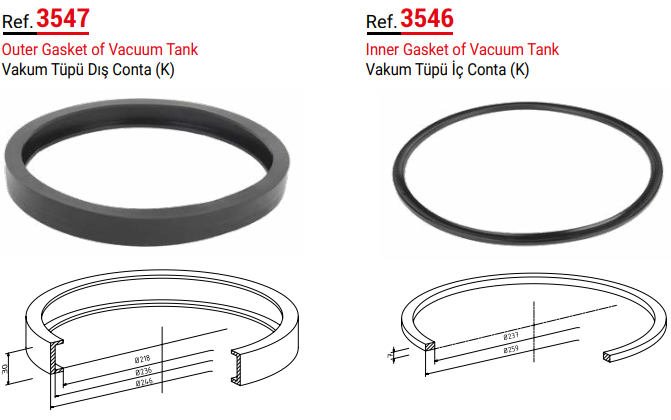 vakum tankı iç ve dış conta 6