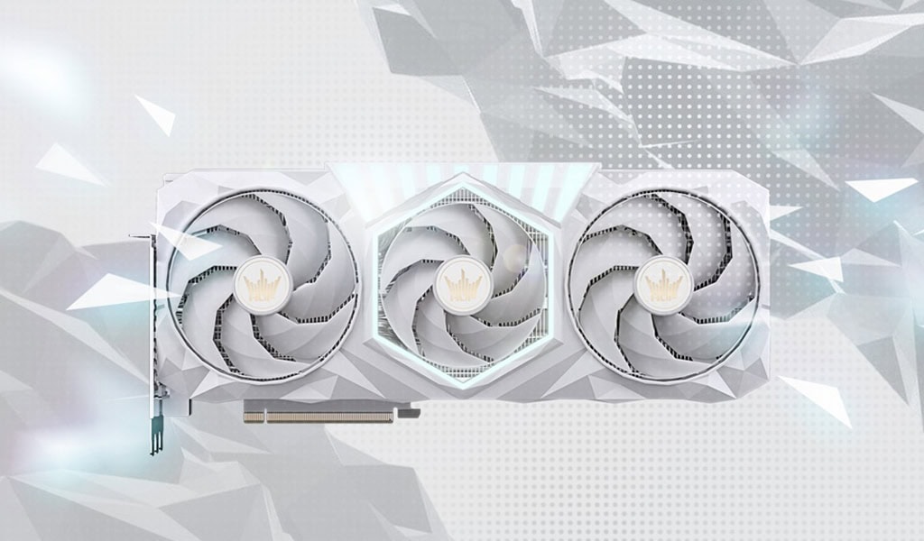 Yüksek performanslı gaming grafik kartı, soğutucu fanlar ve LED ışık detaylarıyla dikkat çekiyor. En yeni oyunlar ve grafik işlemleri için optimize edilmiş bilgisayar donanımı.