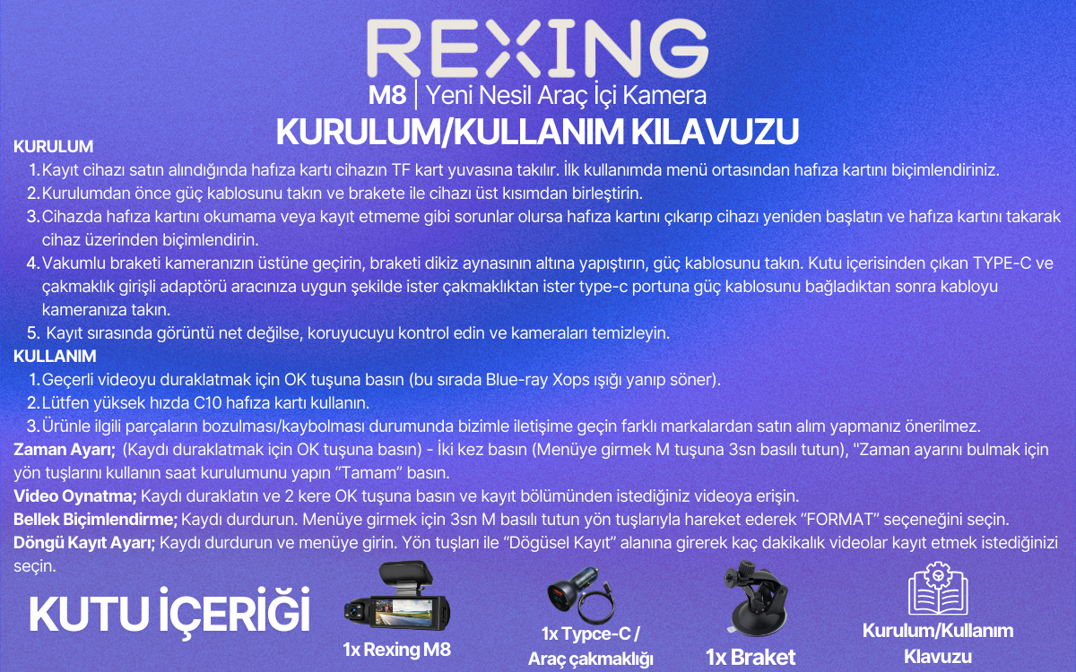 Rexing kullanım klavuzu