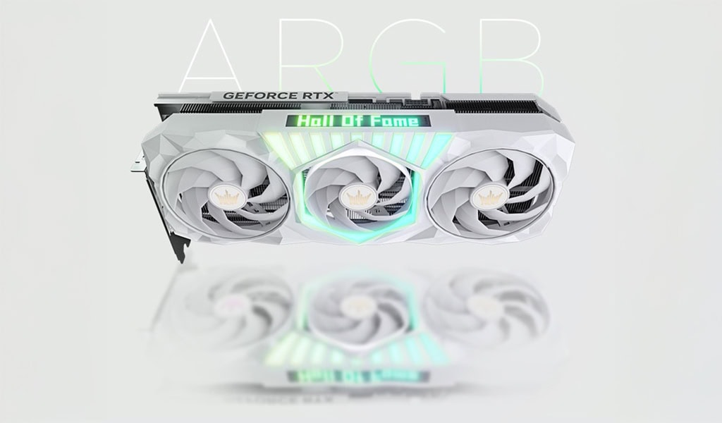 Üç adet bilgisayar ekran soğutucu fan, RGB aydınlatmalı ve yüksek performanslı grafik kartı soğutma için tasarlanmış, oyun ve PC performansını artıran donanım parçaları.