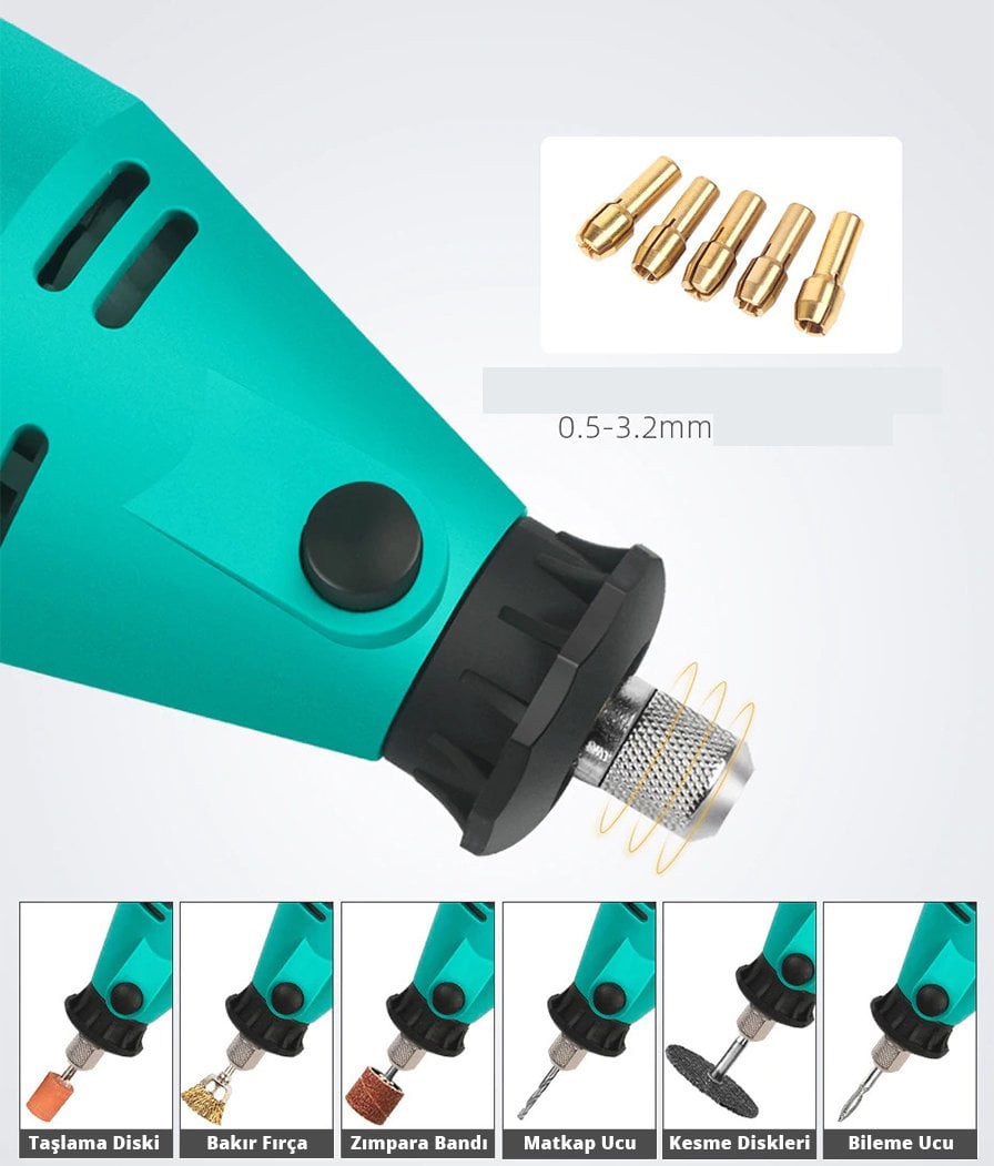 die grinder 180 parça el matkap seti