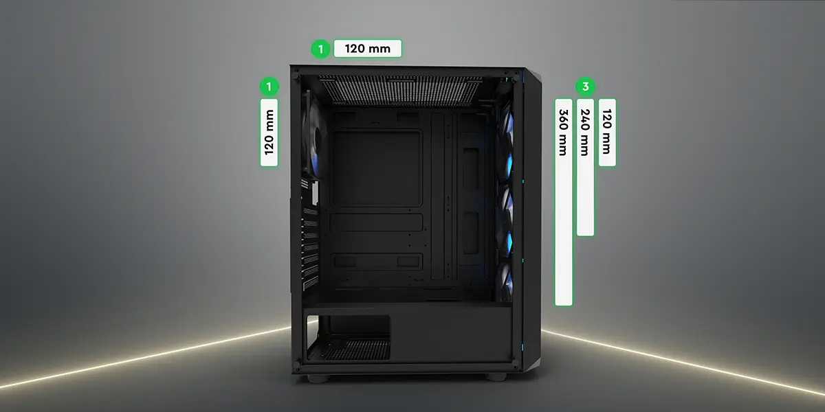 GamePower Aura 4*120mm Siyah Fan A-RGB Şerit Led 550W 80+ Bronze Power Supply Gaming Kasa