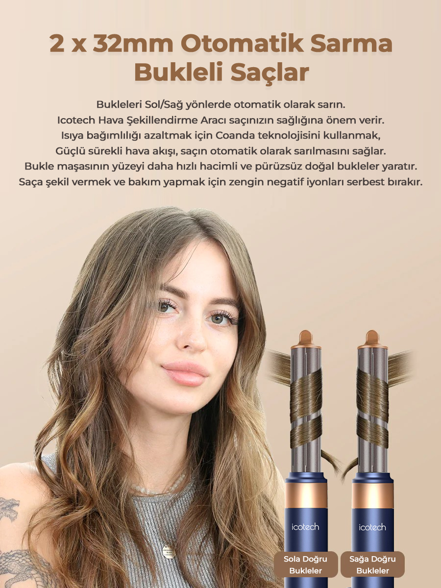 Icotech HS60 7 in 1 Airwrap Multi Styler Saç Şekillendirici (Mavi)