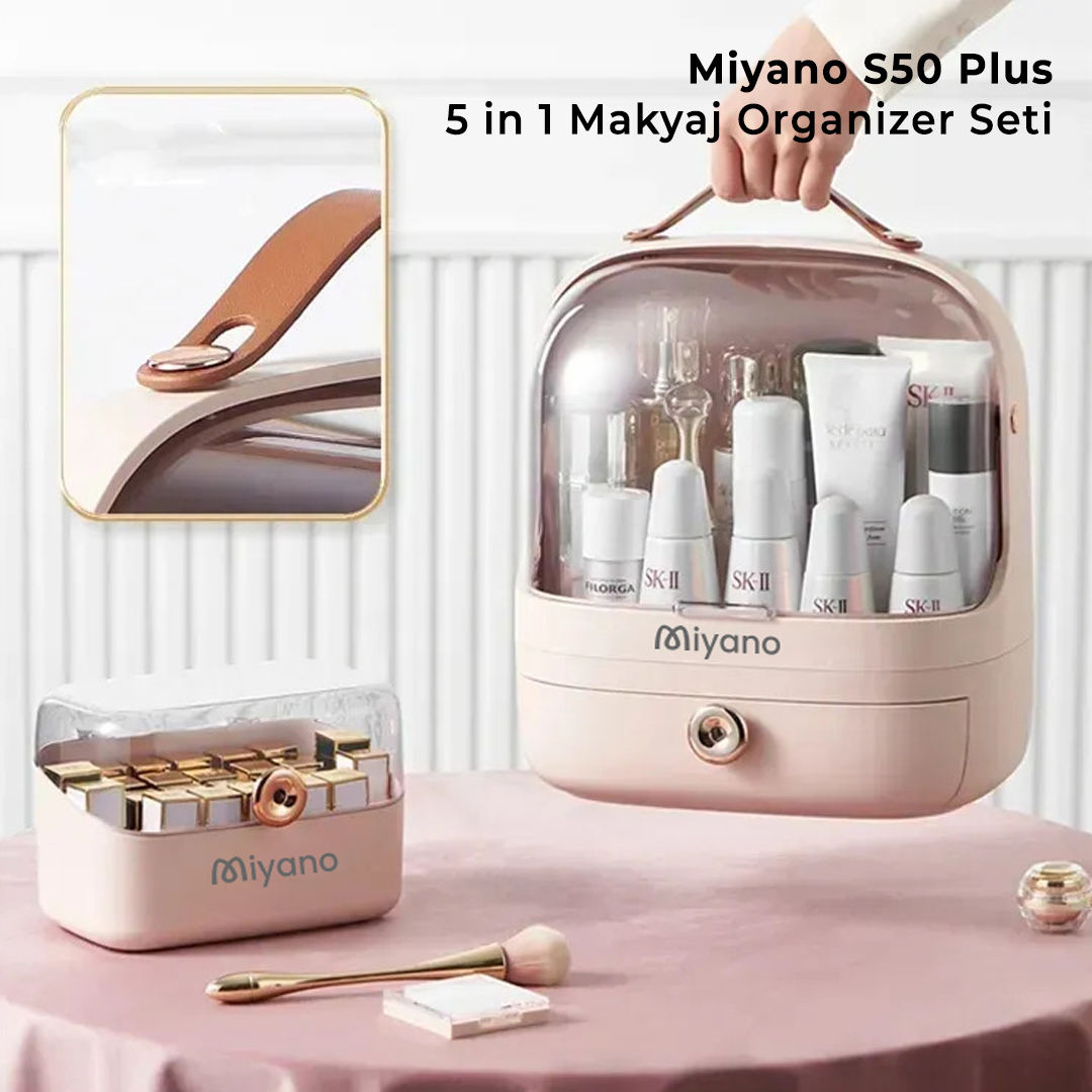 Miyano S50 Plus 5 in 1 Makyaj Organizer Seti (Pembe)