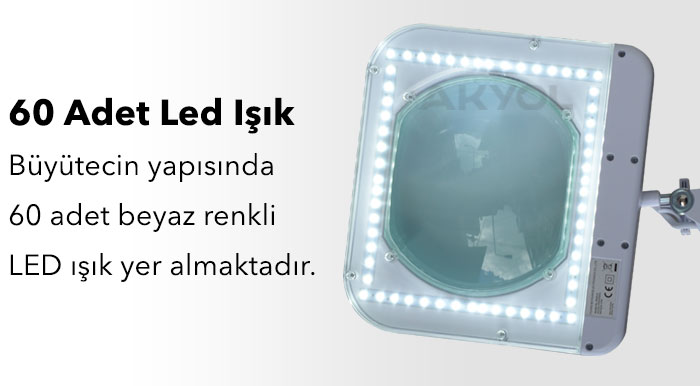 kare led ışıklı büyüteç