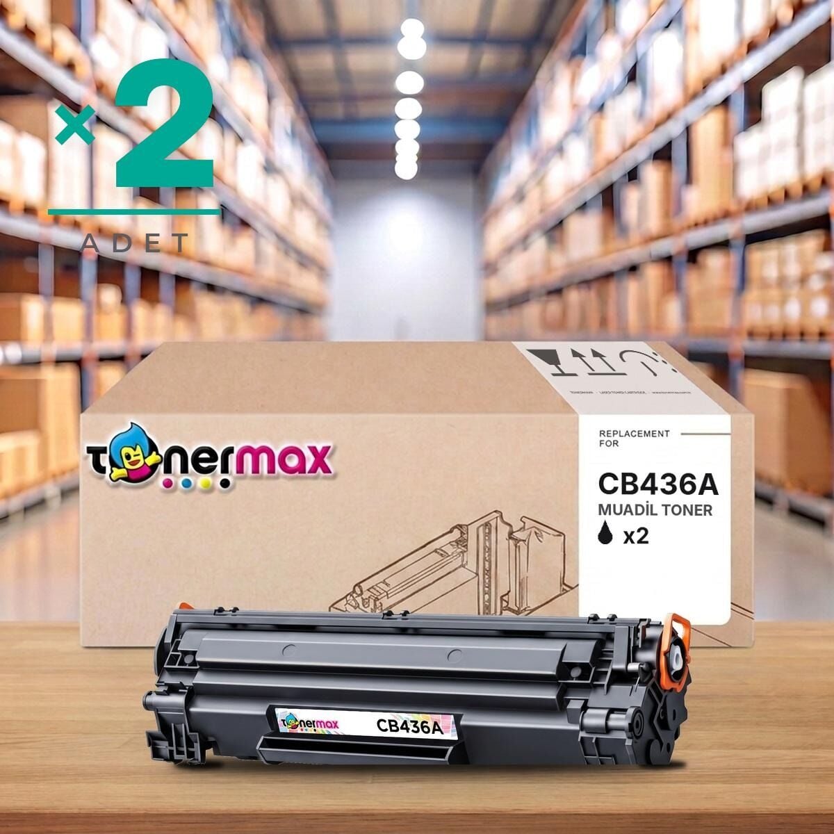 tonermax® cb436a muadil toner — ikili paket
