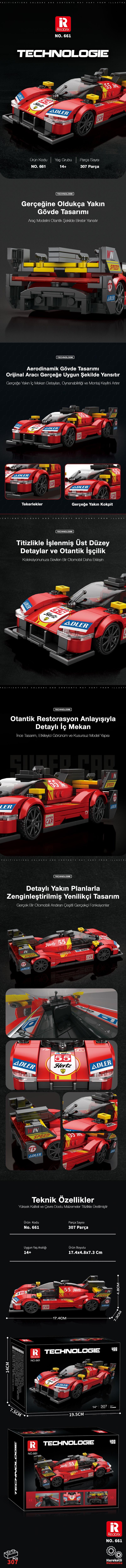 Reobrix Hyper Car Ferrari 499P 661 Brick Yapım Seti