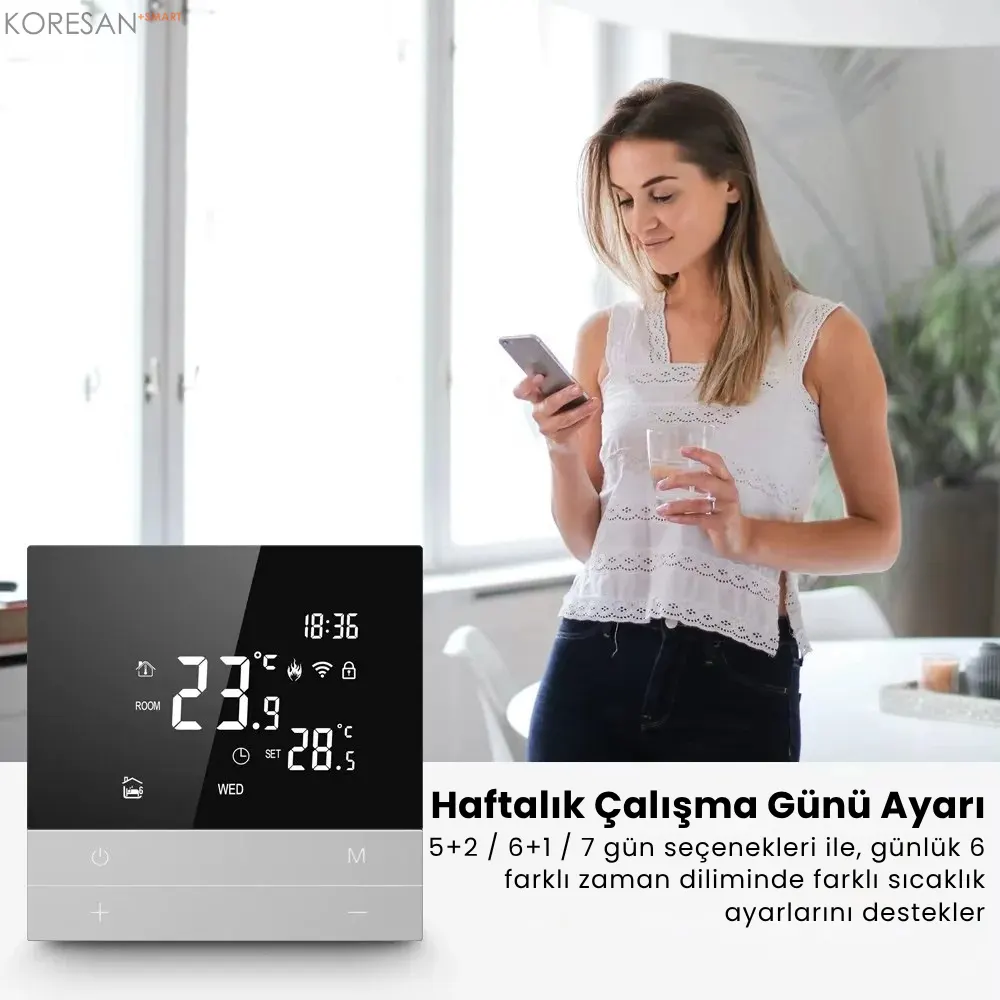 WiFi Akıllı Oda Termostatı Dokunmatik Ekranlı T100