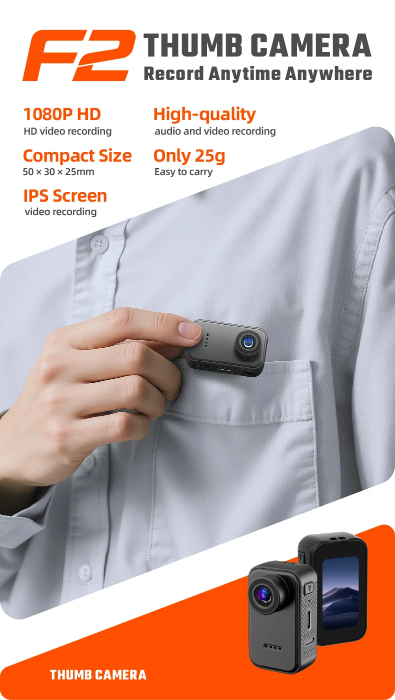 Spor Kaydı, Çekim, Aksiyon Kamerası, Evcil Hayvan Mini Kamerası, Cep Mini Vücut Kamerası, Vlog Kamerası için Taşınabilir 1080P Başparmak Kamerası