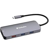 Verbatim USB C Hub 9'u 1 arada, çoklu bağlantı noktalı adaptör USB-C, HDMI, RJ45, USBA-A ve USB-C, SD kartlı...