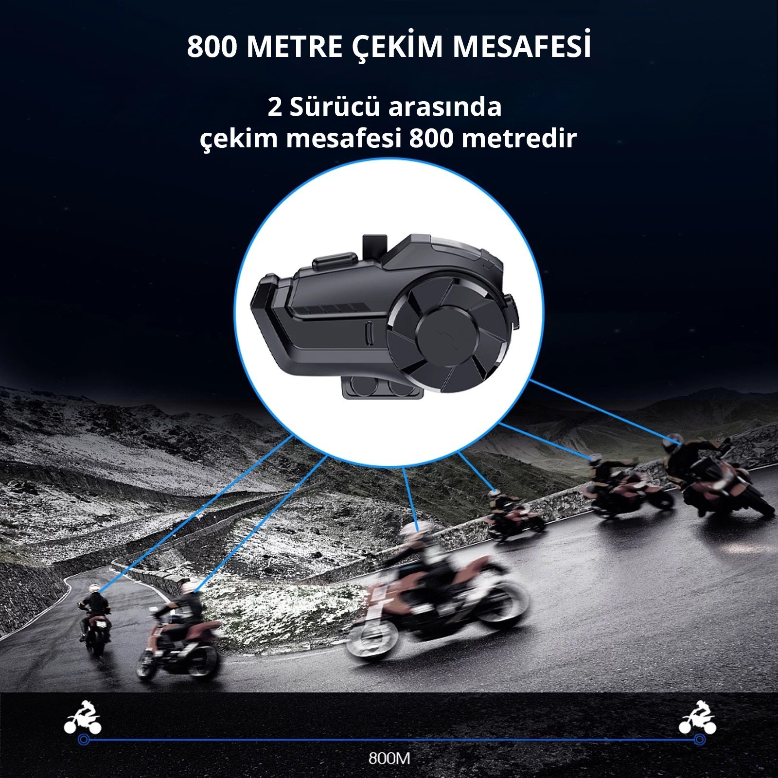 Powermaster HY-1001 Motosiklet Bluetooth Intercom Kulaklık
