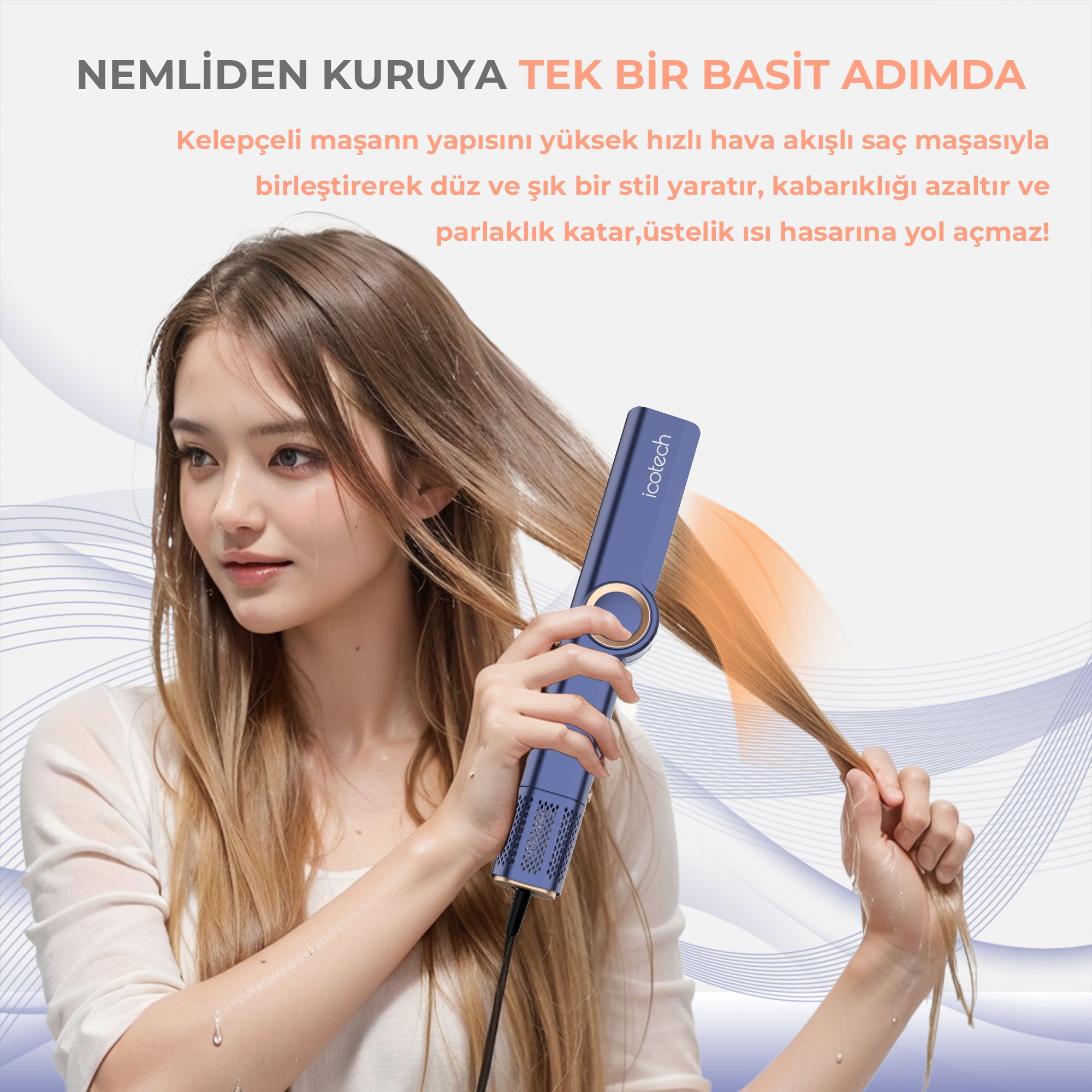 Icotech Hs50 Pro Airflow Saç Düzleştirici - Mavi