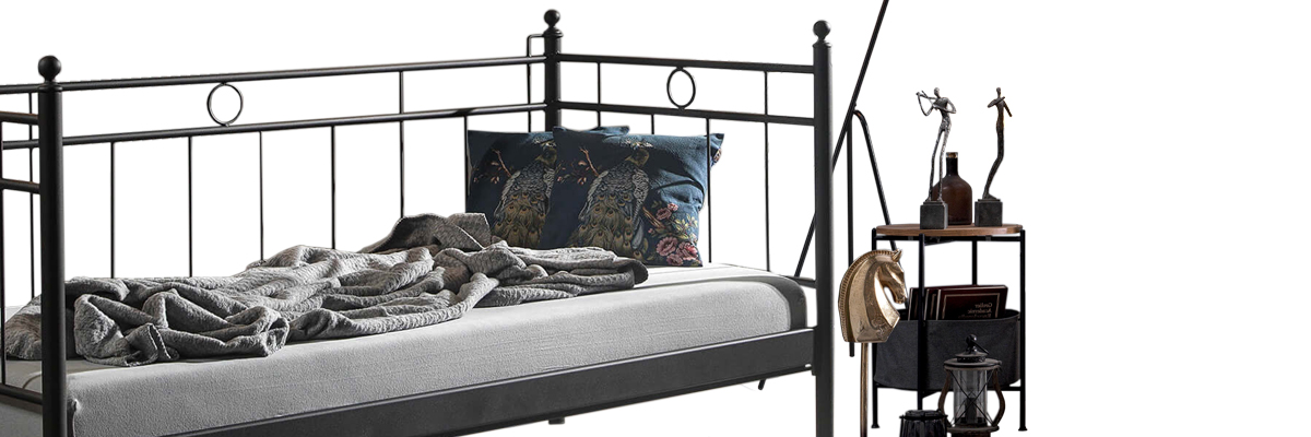 Alpas Daybed Tek Kişilik Siyah Sedir Metal Karyola
