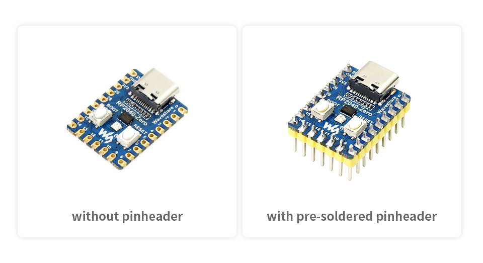 RP2040-Zero pin header seçenekleri