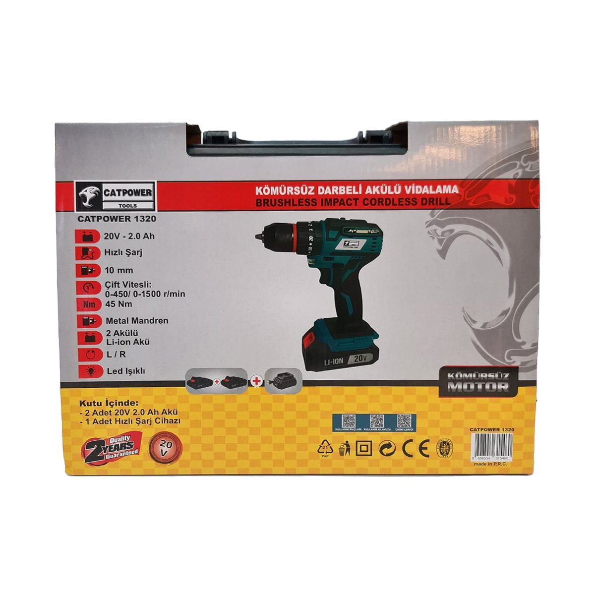 CATPOWER 1320 Akülü Darbeli Vidalama Kömürsüz Motor 20V 2.0Ah Akü