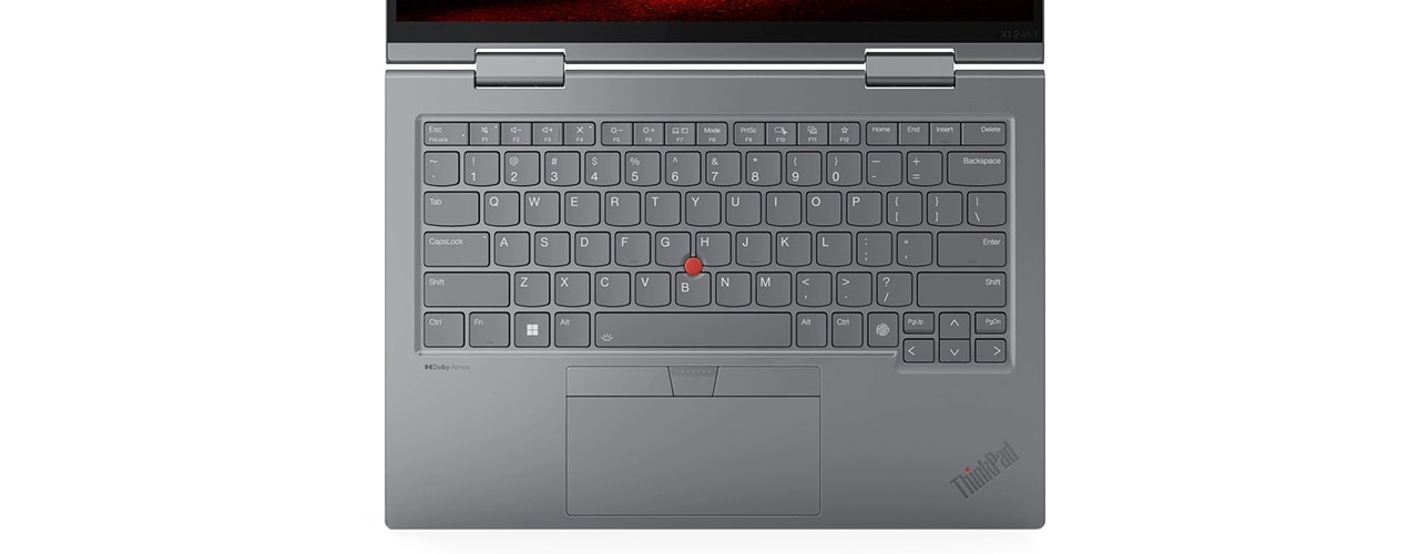 Lenovo ThinkPad X1 2'si 1 arada 9. Nesil dönüştürülebilir dizüstü bilgisayarın yeniden tasarlanmış klavyesinin üstten çekimi.