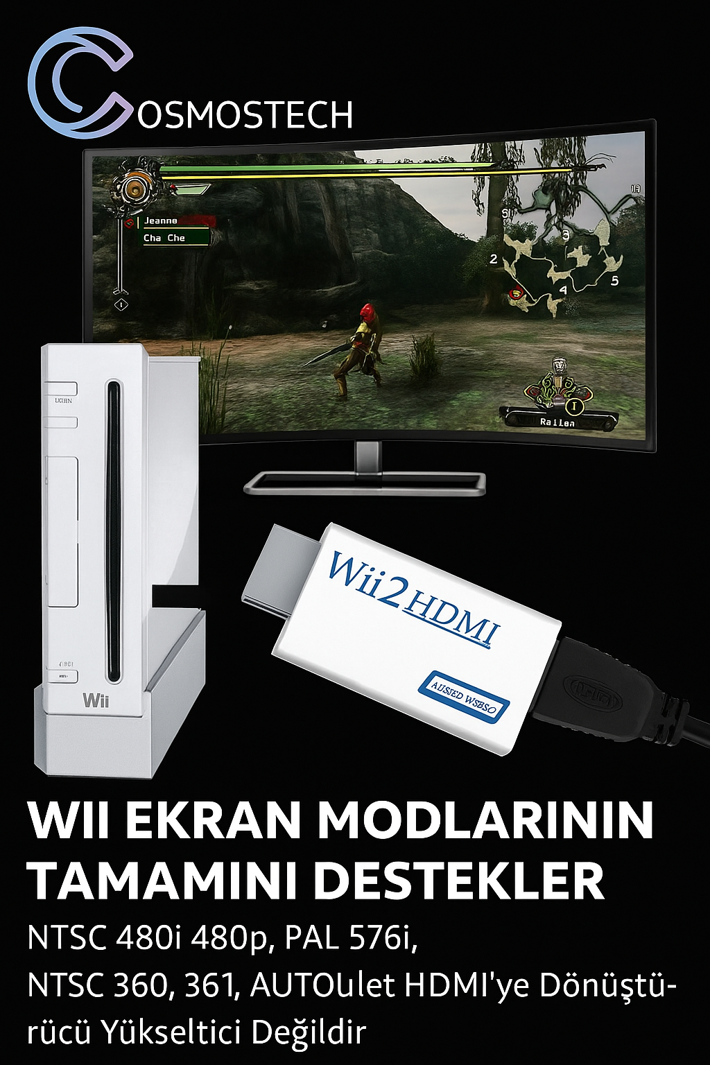 Cosmostech Wii To HDMI Dönüştürücü Adaptör 1080P – 3.5mm Ses Fiyatı