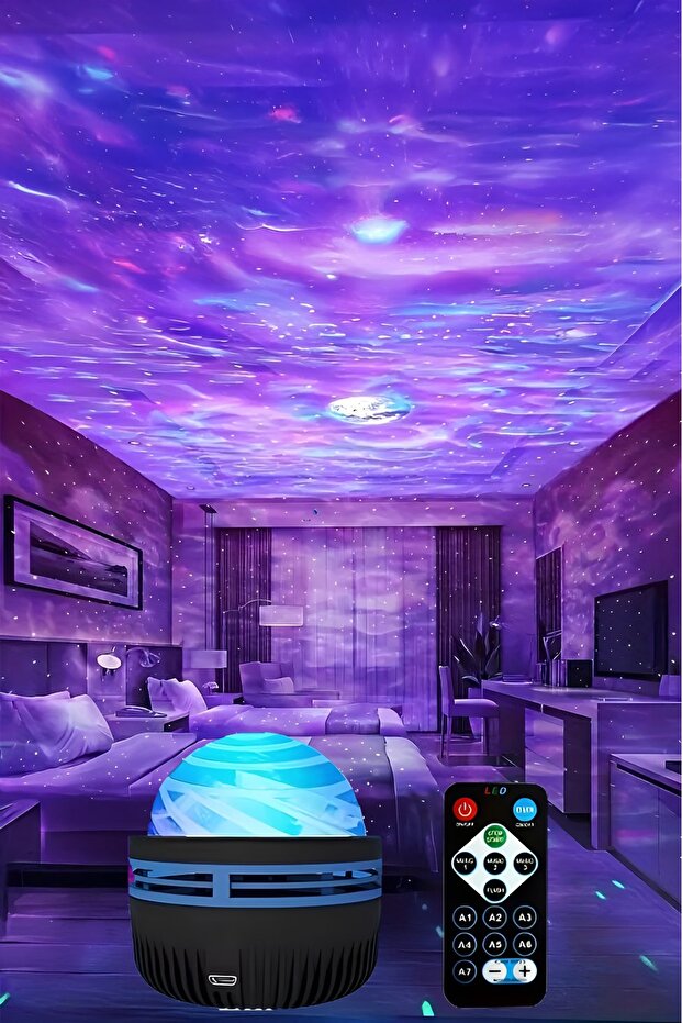 LED Galaxy Yıldız Projektör, Okyanus Dalgası, Projektör Led Gece Lambası, Çocuk Odası Lambası - 3