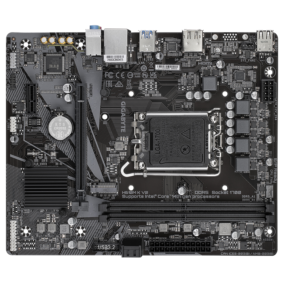 GIGABYTE H610M K V2 DDR5 4800Mhz M.2 HDMI/DP MATX 1700P