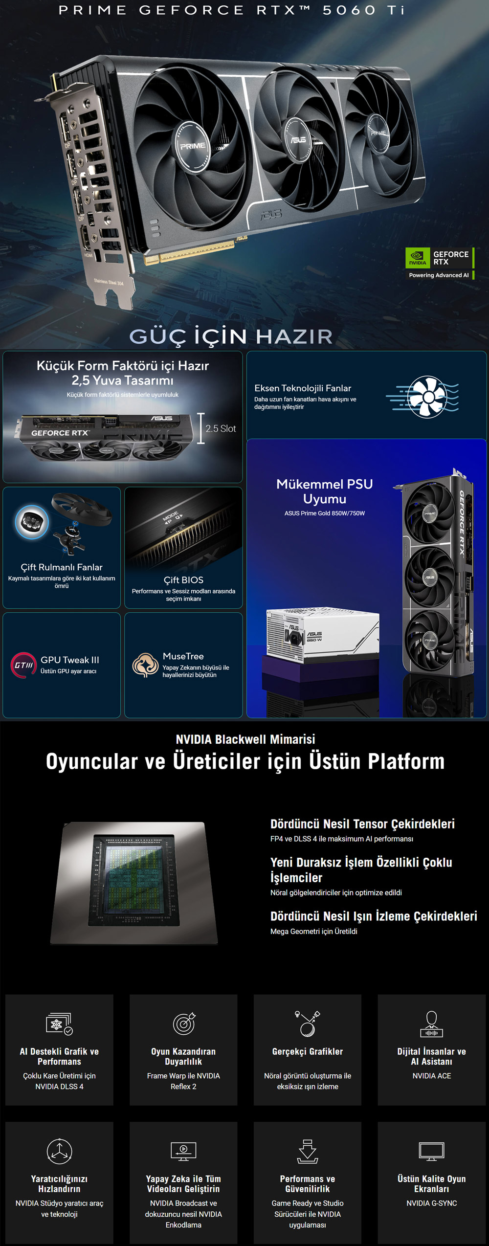 asus prıme geforce rtx™ 5060 ti 8gb gddr7 oc edition