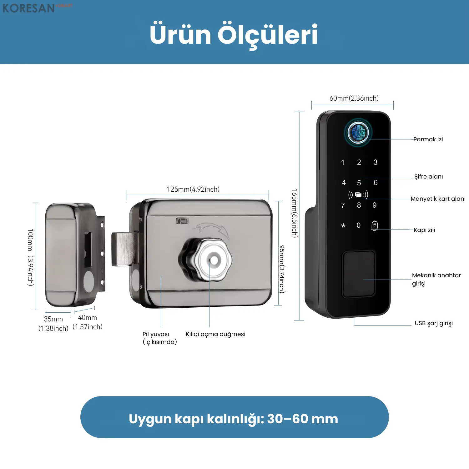 SL1 Tuya Dijital Sürgülü Akıllı Kapı Kilidi