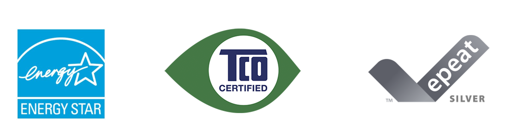Epeat Silver, ENERGY STAR, TCO CERTIFIED logoları
